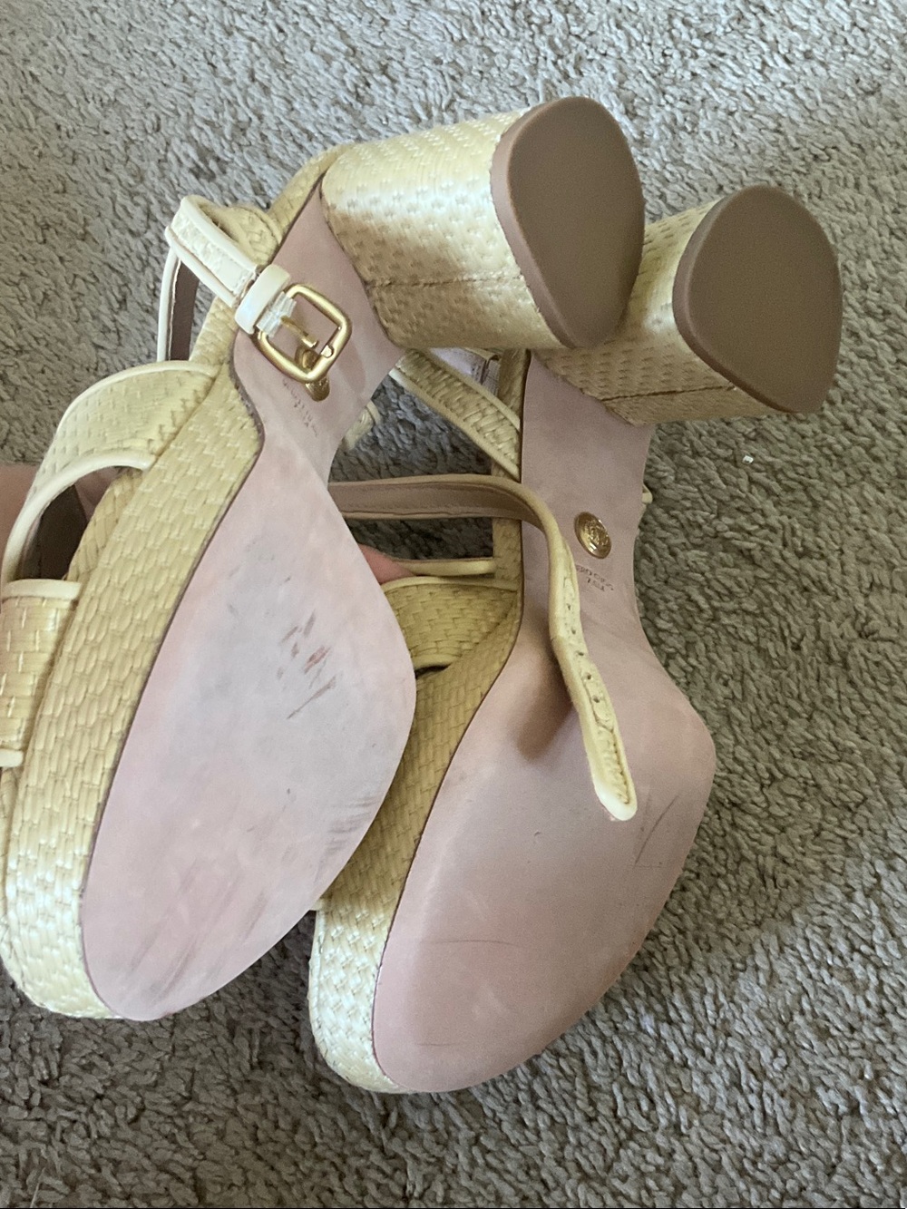 Veronica Beard Natural Raffia Platform Block Heel Sandal - Picture 5 of 8